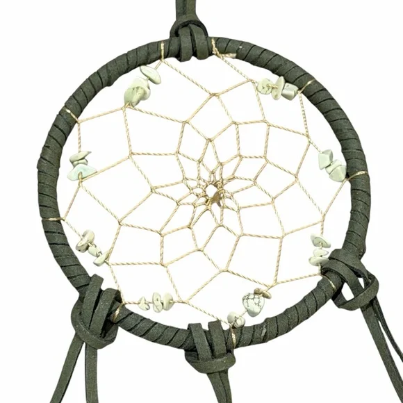 Handmade Sage Green Peacock Feather Hanging Dreamcatcher - Picture 11 of 14